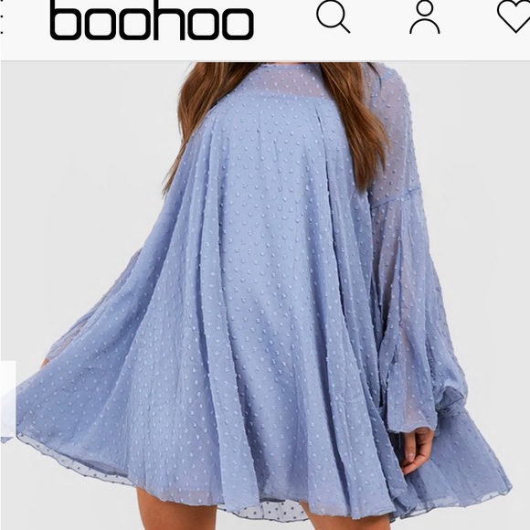 BooHoo dobby mesh pleat dress NWT plus sz oversz very flared full sweep osfm - Picture 4 of 8